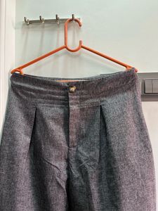 SHEIN Korean Grey Pleated Cropped Pants