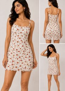 Cute Floral Print Tank Dress