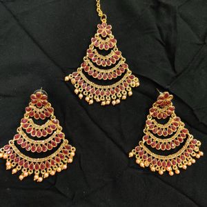 Exquisite Red &amp; Gold Kundan Jewellery Set