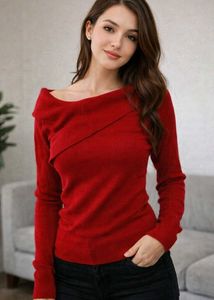 Burgundy Off-the-Shoulder Sweater