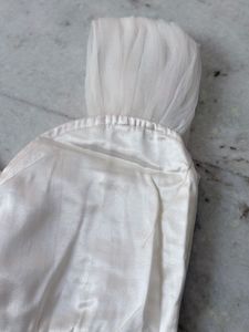 Elegant Off-White Tulle Sleeve Blouse