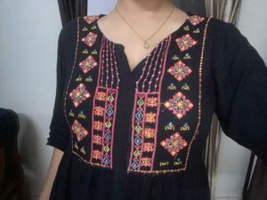 Embroidered Black Kurta