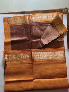 Elegant Mustard and Brown Silk Saree