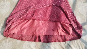 Mirror Work Embroidery A Line Gown With Dupatta