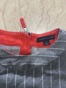 TOMMY HILFIGER Gray Striped Casual Dress