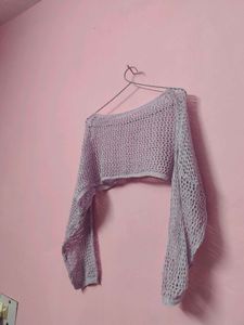Sheer Lavender Mesh Crop Top