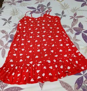 Red Heart Print Sundress