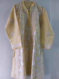 Light Yellow Chikan Kurta