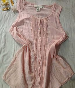 Chic Pink Button-Down Sleeveless Tunic