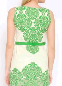 Green Damask Print Dress