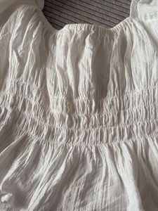Chic White Puff Sleeve Smocked Top