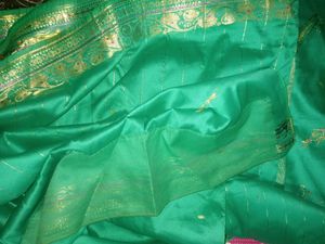 Emerald Green &amp; Gold Sari