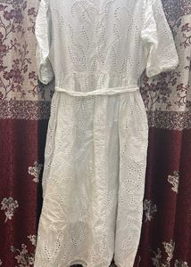 Chic White Eyelet Midi Dress