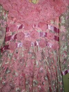 Beautiful Pink Floral Floor Length Gown dress