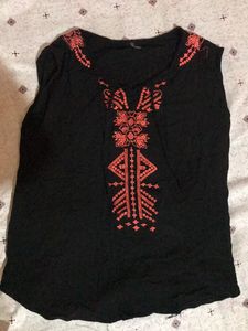 Black Top With Embroidery
