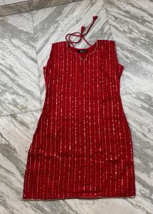 Red Kurta Set with Sequins