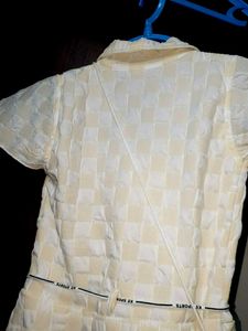brand new Cream Textured Button-Up Dress