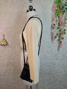 ZARA Cream Cropped Knit Top with Embellished Hem