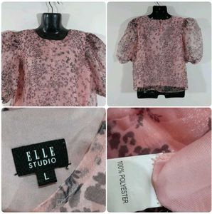 Pink Floral Puff Sleeve Top 🩷🛍️