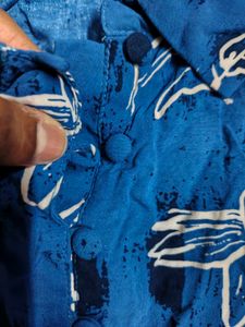 ALLEN SOLLY Floral Print Casual Blue Shirt 💙
