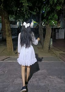 Chic White Mini Dress with Puff Sleeves