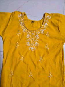 Vibrant Yellow Embroidered Kurta