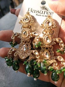 Basuree Green Stone Earrings