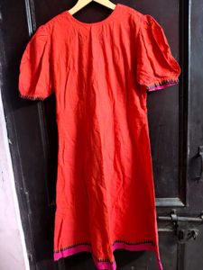 Red Puff Sleeve Dress