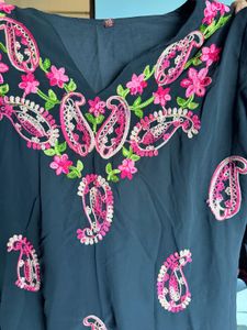 Embroidered Black Kurta with thread work