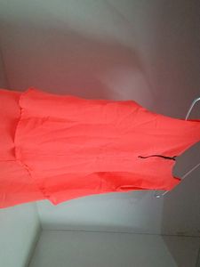 Orange Sleeveless Summer Flared Crop Top For Women