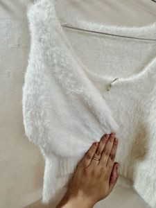 Cozy White Fuzzy Sweater