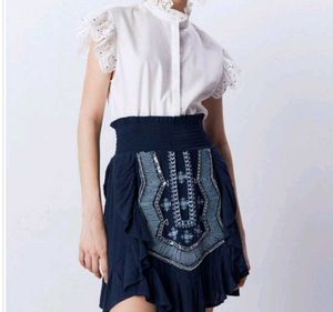Bohemian Embroidered Mini Skirt