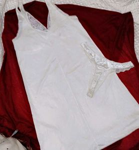 Vintage Satin Slip &amp; Thong Set