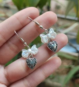 Coquette Cute Bow & Heart Drop Earrings