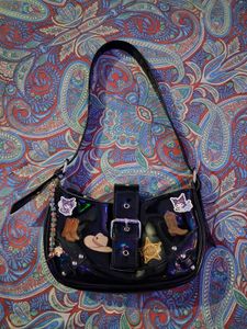 Y2K Black Patent Western Bag