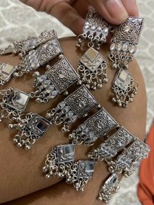 Oxidized Silver Necklace and Earring Set combo