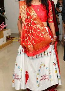 kanku pagla Beautiful Red &amp; White Lehenga Choli