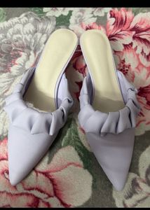 Lavender Ruffled Pointed Mules