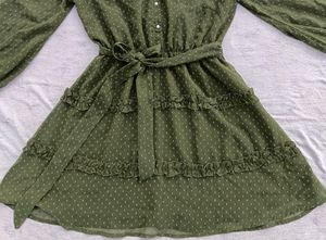 A- Line Dress With Bishop Sleeves