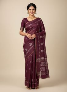 elegant meroon printed saree