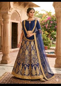 Elegant Royal Blue & Gold Lehenga Choli