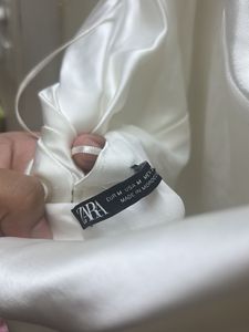 ZARA white dress with silver bows