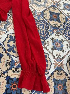 Red Off-Shoulder Smocked Top