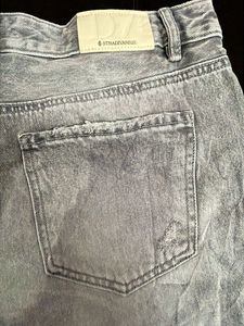 Grey Distressed Denim Shorts