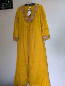 Embroidered Yellow Kurta Set