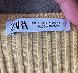 ZARA Yellow Ribbed Halter Backless Top