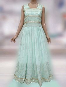 Elegant Light Green Ethnic Gown with pant