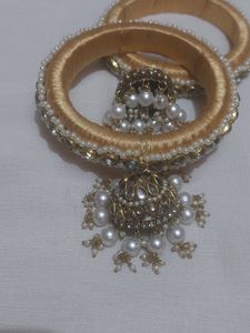Elegant Gold Bangles with Pearl Charms
