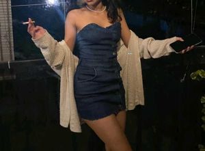 Denim Strapless Mini Dress