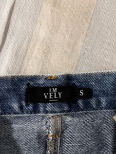 Distressed Denim Skirt